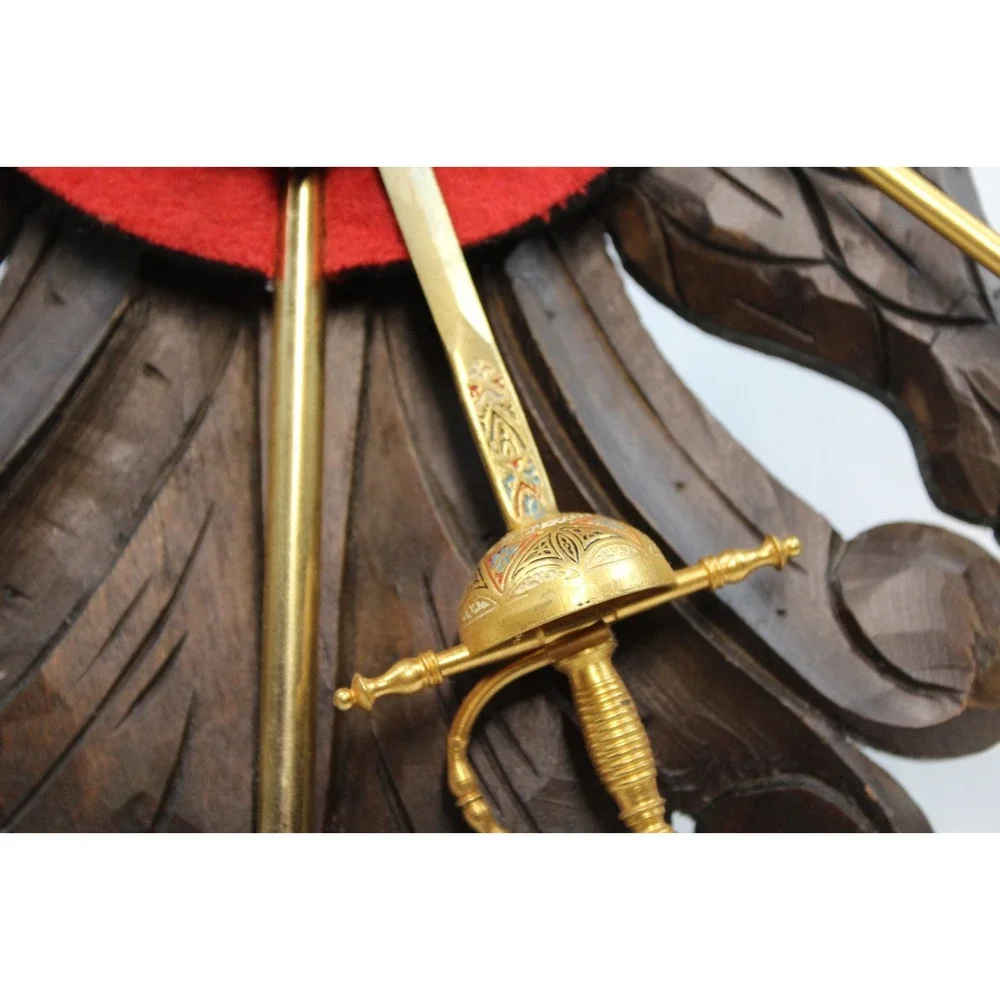 Spanish Toledo Decorative Wall Plaque Crossed Removeable Swords Medieval Style